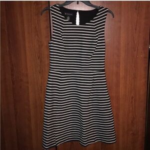 Black and white striped sleeveless dress
